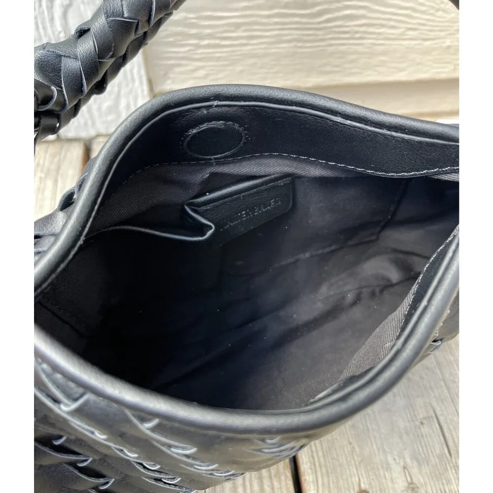 New! Walter Baker Margaux Handbag Black Woven Hobo Bag Vegan Leather